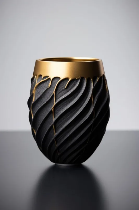 Vaso Preto com Dourado