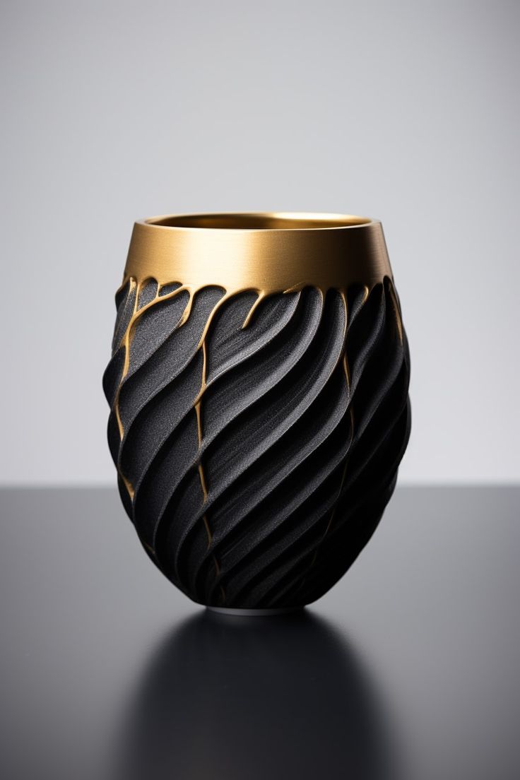 Vaso Preto com Dourado